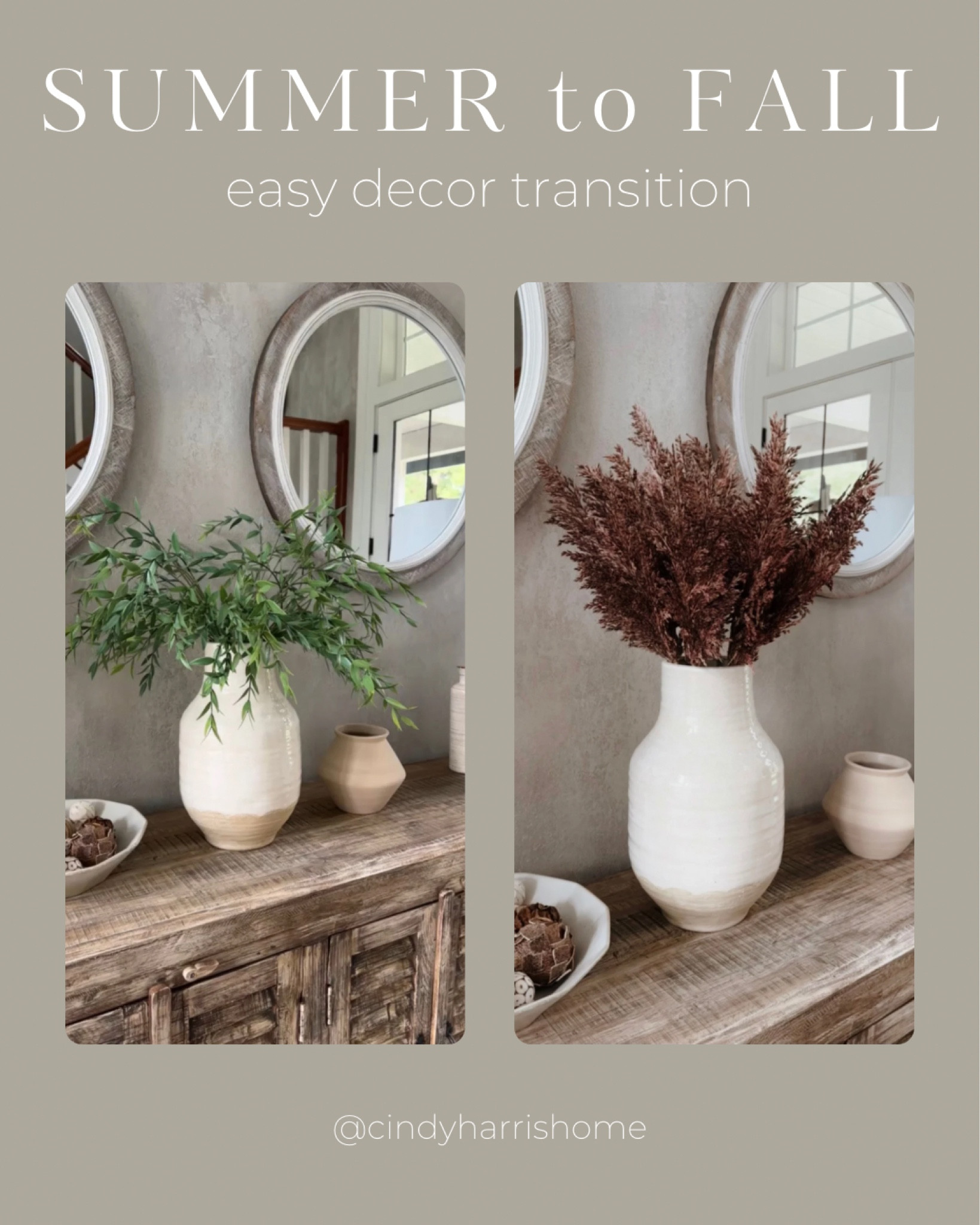 Who else is ready for all things fall decor!?

Here’s a simple swap you can make to snatch the changing seasons! Greenery 🍃 —> fall florals 🍁 

Only 39 more days until it’s officially autumn! 🍂 

#LTKSeasonal #LTKhome