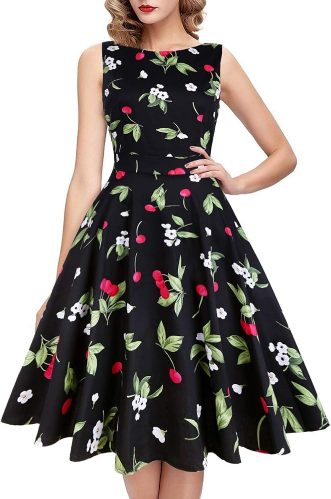 IHOT Vintage Tea Dress 1950's Floral Spring Garden Retro Swing Prom Party Cocktail Party Dress for W | Amazon (US)