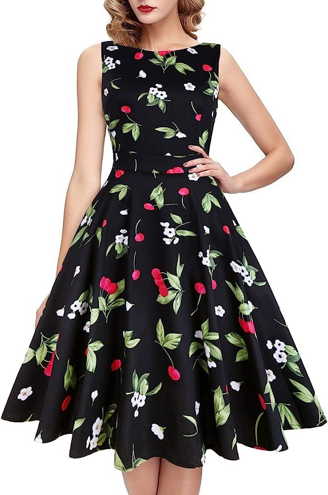 IHOT Vintage Tea Dress 1950's Floral Spring Garden Retro Swing Prom Party Cocktail Party Dress for W | Amazon (US)