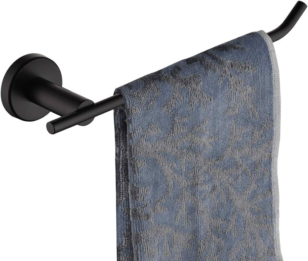 JQK Black Hand Towel Holder, Stainless Steel Towel Bar for Bathroom, 9 Inch Necklace Holder Matte... | Amazon (US)