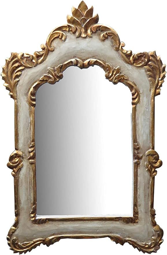Carved Decorative Wooden Frame Wall Mirror Large Farmhouse Mirror Decor for Bathroom Vanity and B... | Amazon (US)