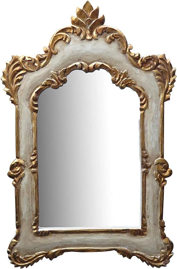 Carved Decorative Wooden Frame Wall Mirror Large Farmhouse Mirror Decor for Bathroom Vanity and B... | Amazon (US)