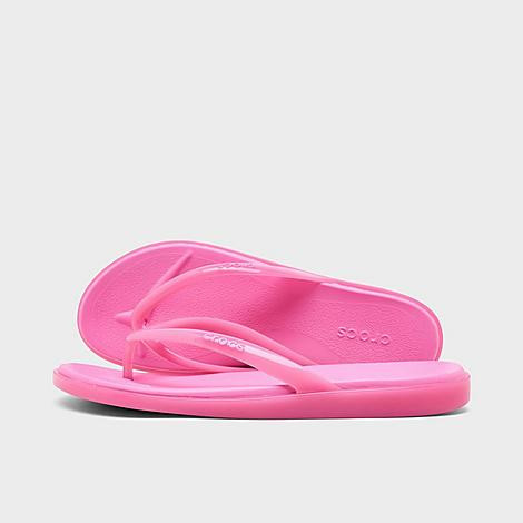 Crocs Women's Miami Round Toe Jelly Flip Flop Sandals in Pink Lemonade Jelly Size: 7.0 | Finish Line (US)