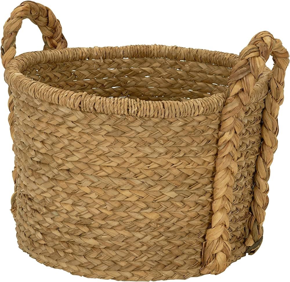 Amazon.com: Household Essentials Large Wicker Floor Storage Basket with Braided Handle, Light Bro... | Amazon (US)