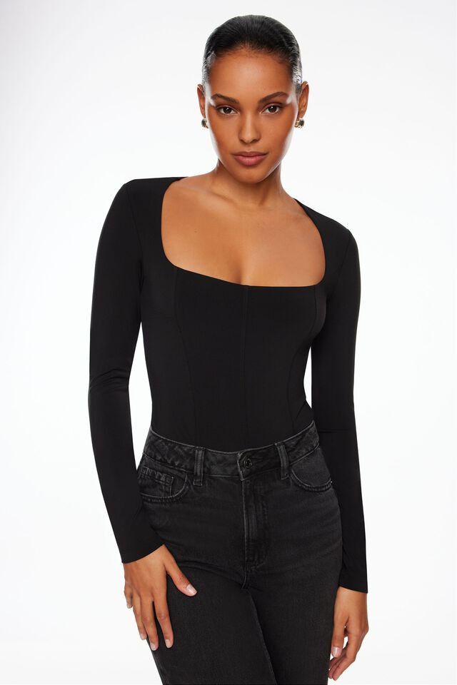 Sculpt Long Sleeve Square Neck Bodysuit | Dynamite Clothing