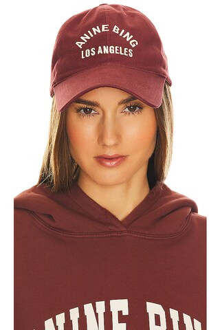 ANINE BING Jeremy Baseball Cap La in Dark Cherry from Revolve.com | Revolve Clothing (Global)