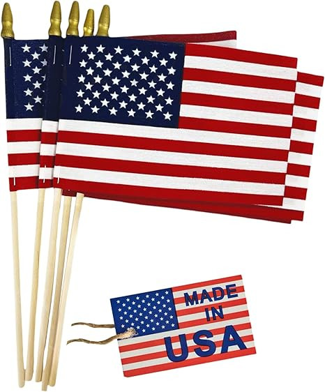 GIFTEXPRESS Set of 12, Proudly Made in U.S.A. Small American Flags 4x6 Inch/Small US Flag/Mini Am... | Amazon (US)