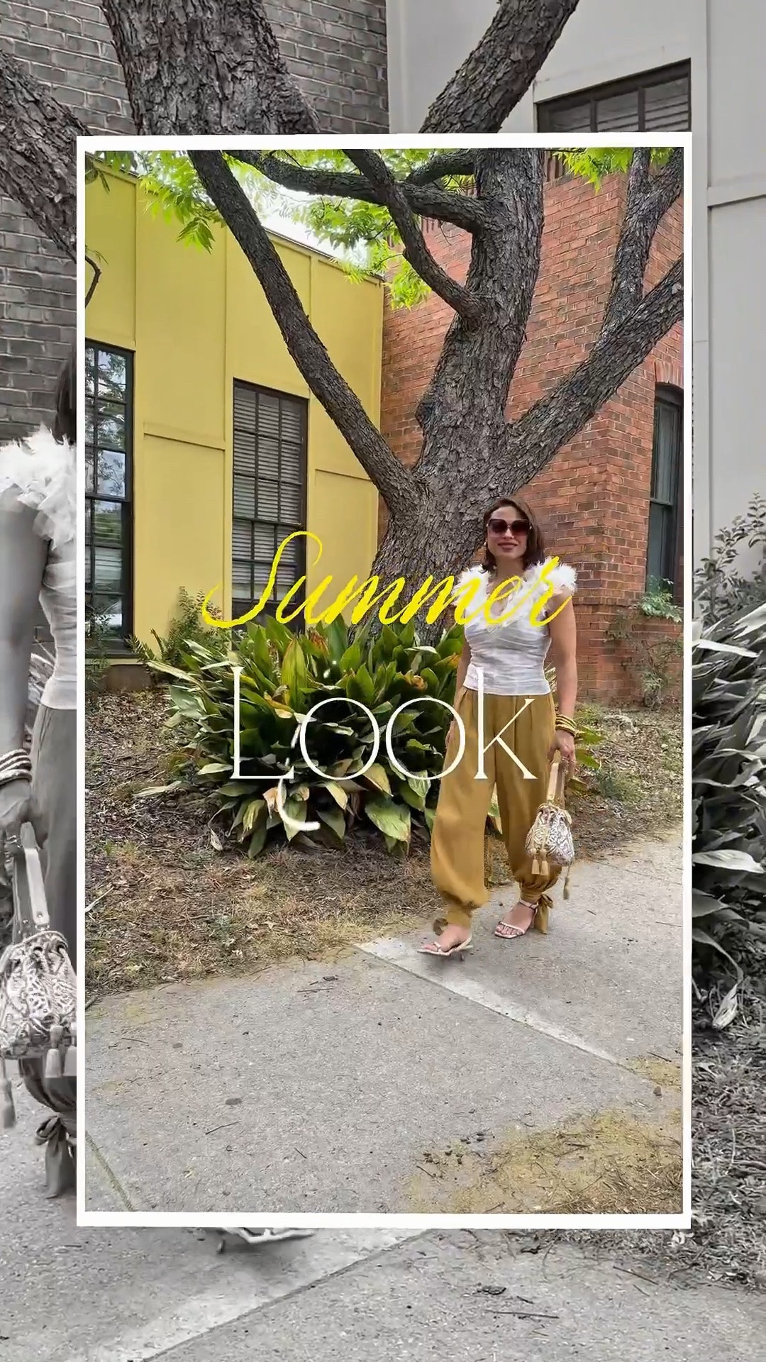 This look is all you need for the summer time!!!
☀️ Ballon pants -  trendy piece 
☀️Organza top - adds elegance
☀️Beaded handbag 
☀️ Toe ring neutral sandal
☀️ Sunglasses

#LTKOver40 #LTKSeasonal #LTKootd