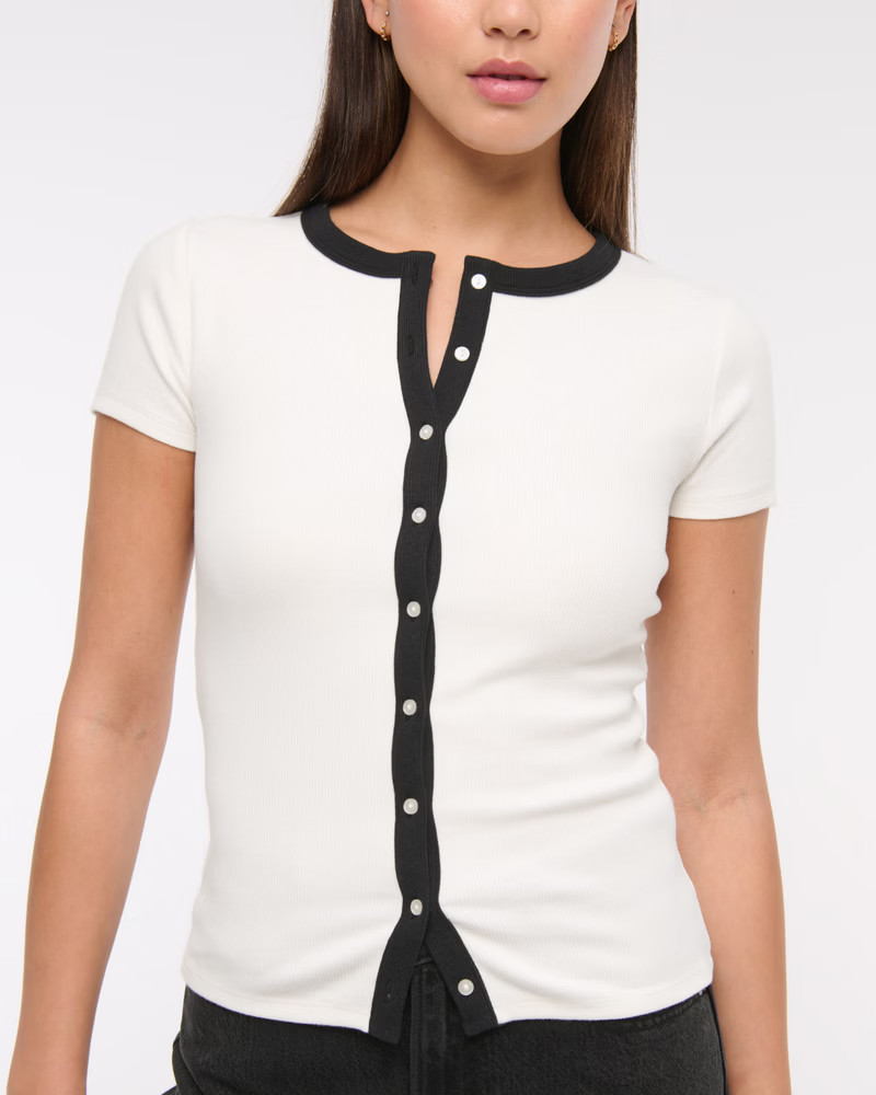 Ribbed Button-Through Top | Abercrombie & Fitch (US)