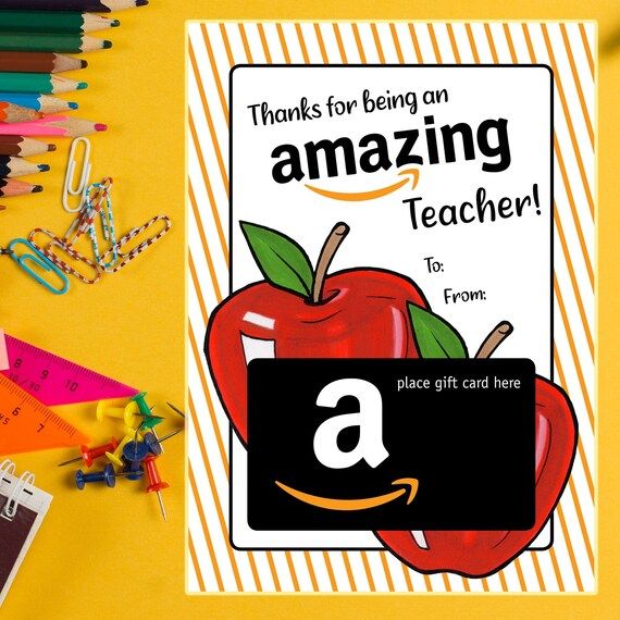 Read the full title
    Teacher PRINTABLE Amazon Gift Card Holder Download, Easy Teacher Gift | Etsy (US)