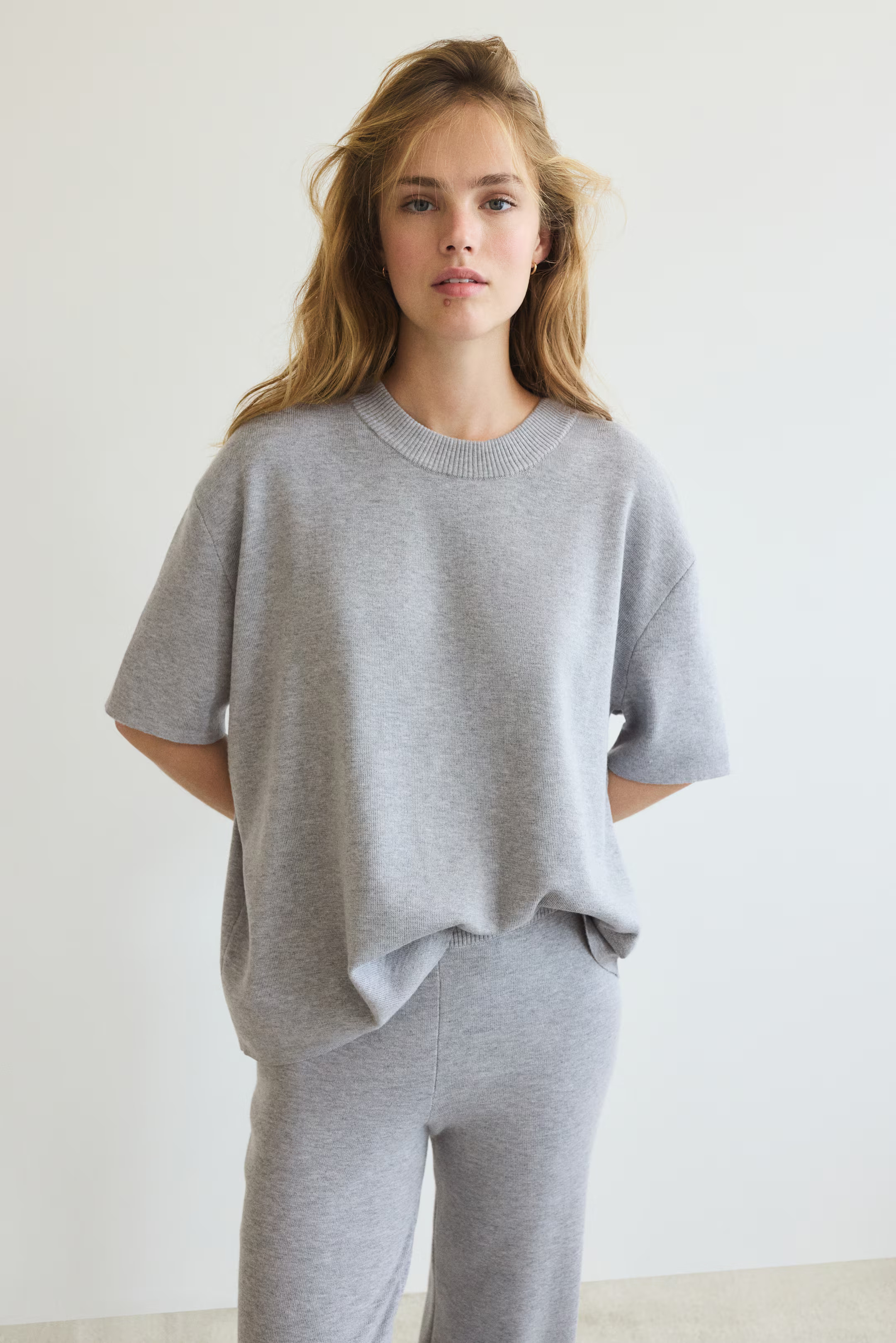 Fine-knit top - Grey marl - Ladies | H&M GB | H&M (UK, MY, IN, SG, PH, TW, HK)
