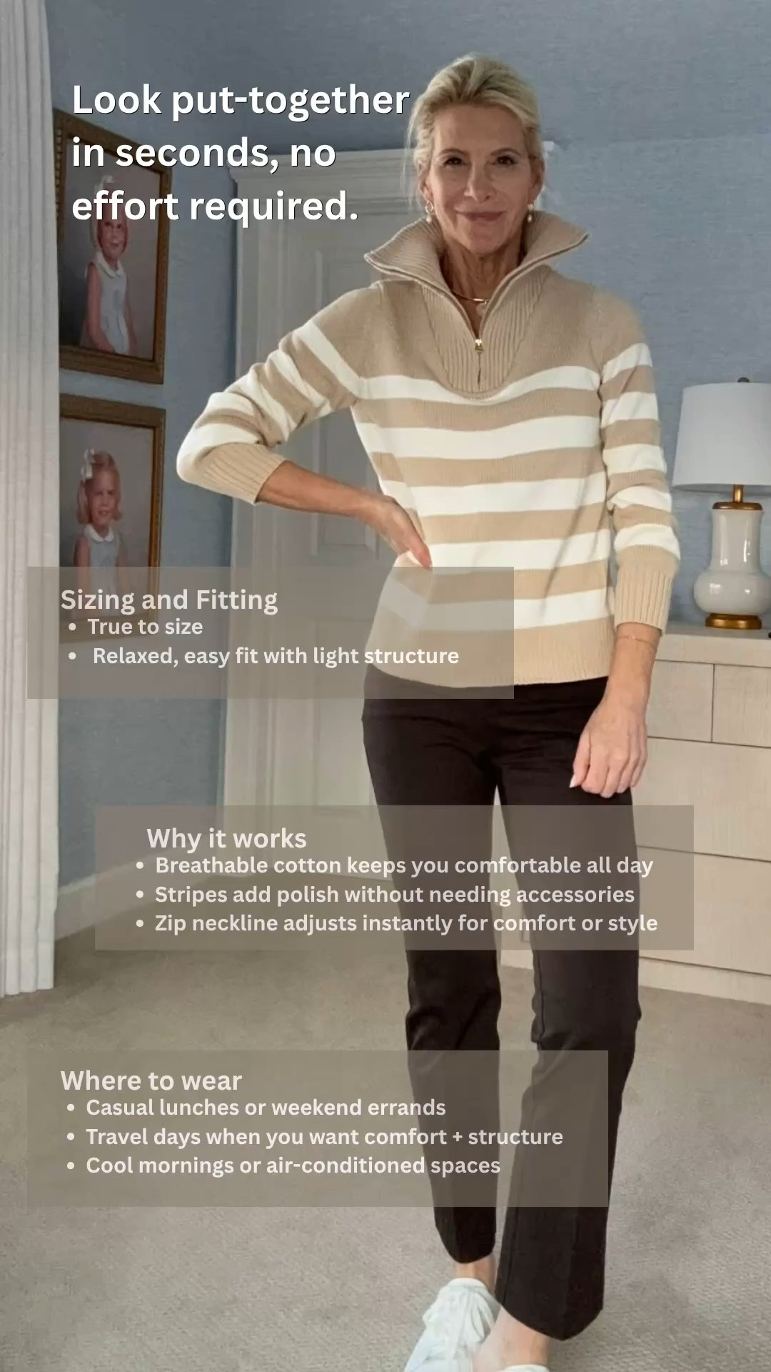 Tap the bell 🔔, heart ❤️ this post, and save for later!

Want something easy that still looks polished? This is it.
Soft, breathable cotton keeps you comfortable all day
The stripe detail makes it look styled, even when it’s not

True to size with a relaxed fit (wearing small)
Great for everyday wear, travel, or casual outings

If you’ve been reaching for the same basics, this is a simple upgrade.

#LTKootd #LTKOver40