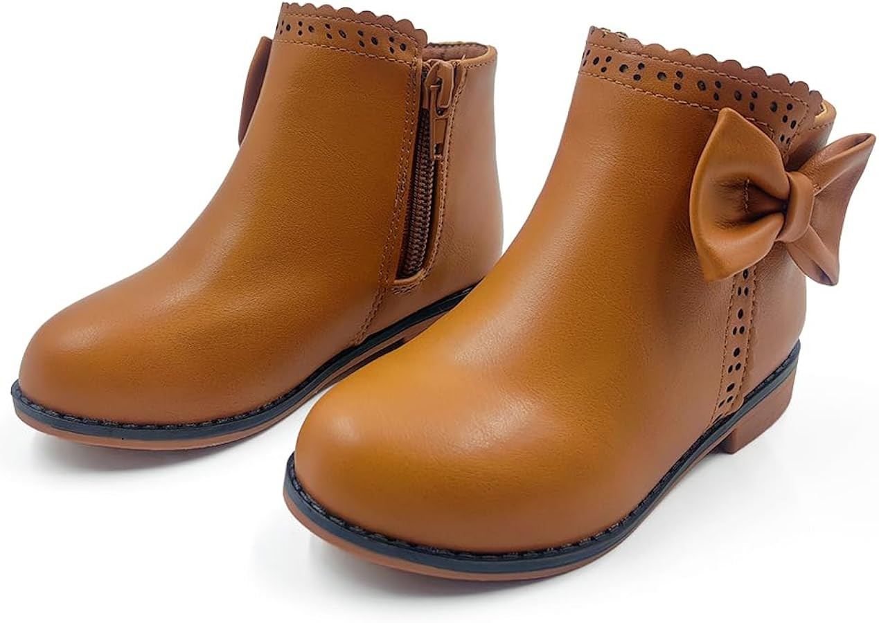 Girls Ankle Boots Fashion Boots for Girls with Zipper Short Suede Booties for Toddler/Little Kids | Amazon (US)