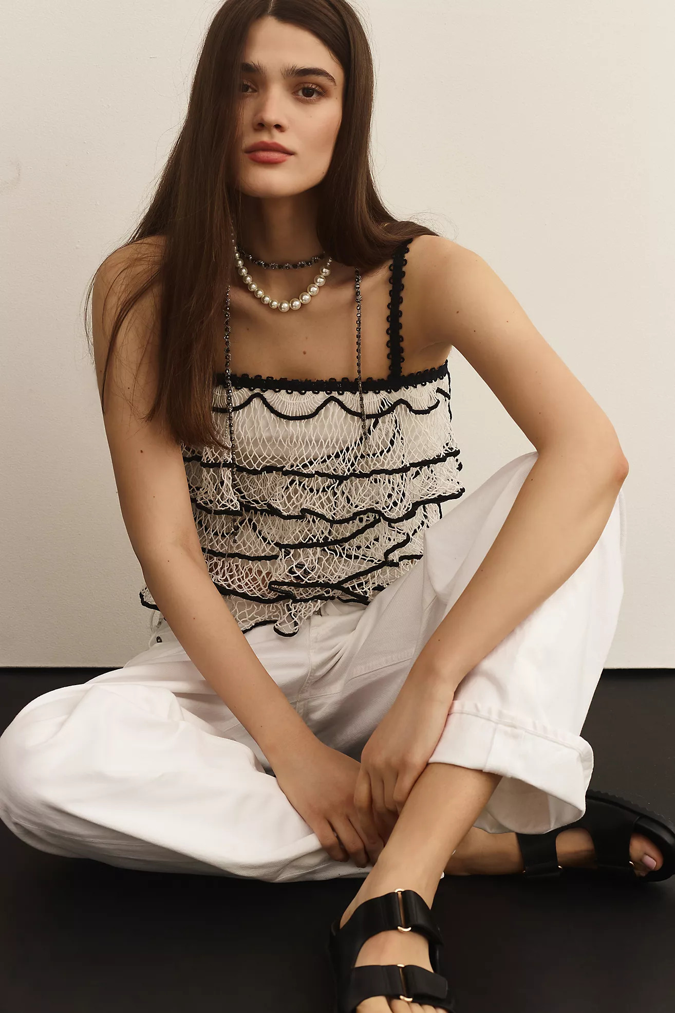 By Anthropologie Crochet Ruffle Cami | Anthropologie (US)