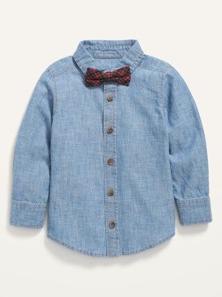 Chambray Dress Shirt & Plaid Bow-Tie Set for Baby | Old Navy (US)