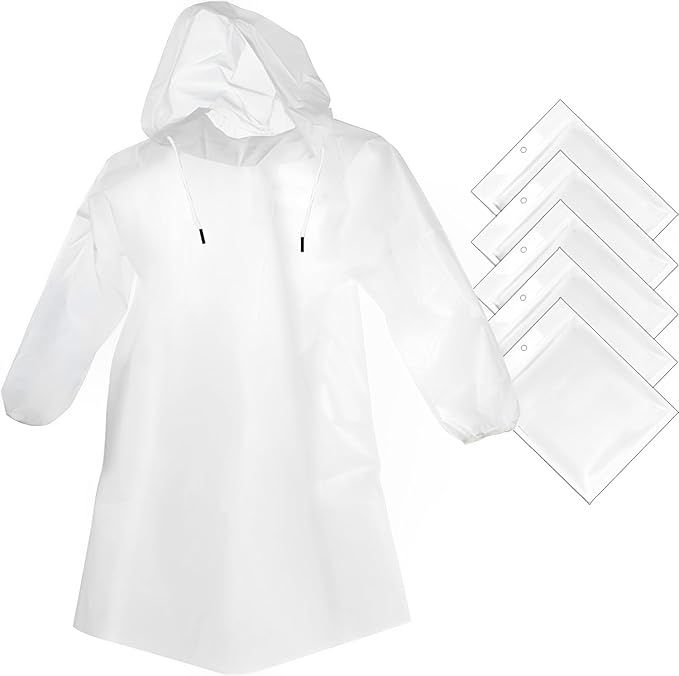 Cosowe Rain Ponchos Disposable for Adults Kids, Clear Raincoats with Hood | Amazon (US)