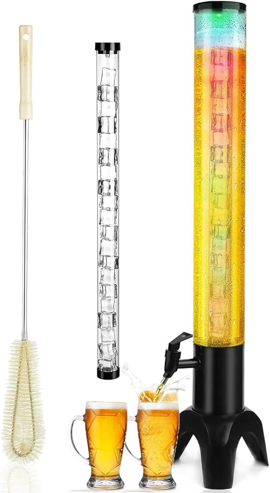 Beer Dispenser, 100oz/3.2 qt Mimosa Tower Dispenser with Ice Tube and LED Light for Margarita, Li... | Amazon (US)