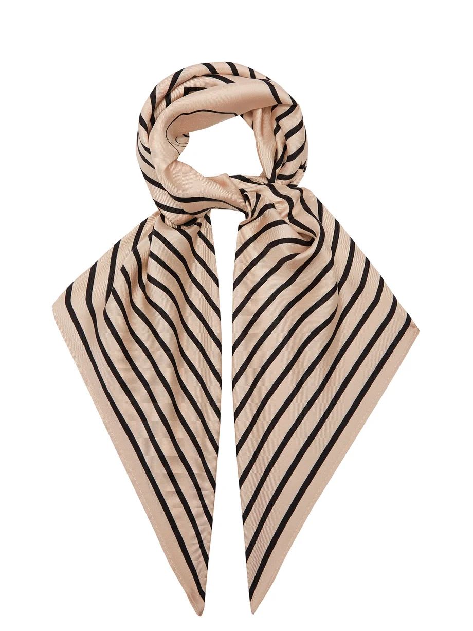 No.45 rose-print striped-border silk-twill scarf | Matches (UK)