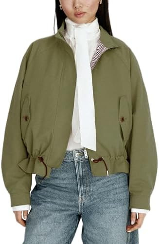 Megfie Jackets for Women Lightweight Casual Zip Up Drawstring Waist Coats Fall Fashion 2026 Outer... | Amazon (US)