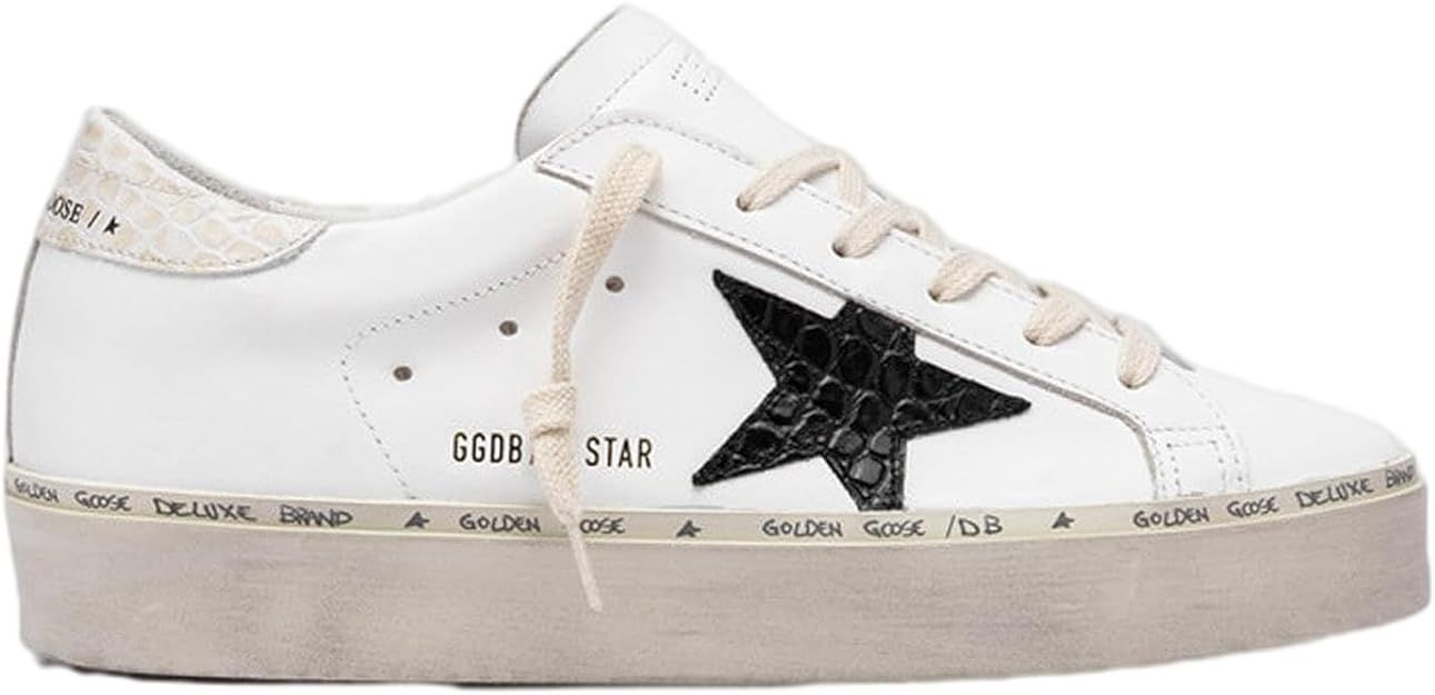 Golden Goose Women's Fashion Sneakers - Hi Star Leather Upper Cocco Printed and Heel Trendy Shoes... | Amazon (US)