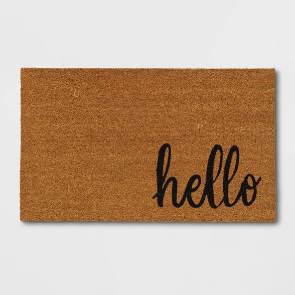 1'6"x2'6" Small Hello Door Mat Black - Threshold™ | Target