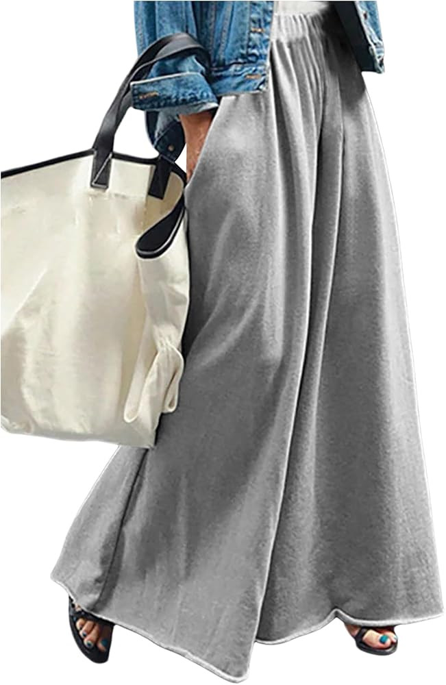 Women's Wide Leg Sweatpants High Elastic Waist Flowy Palazzo Pants Loose Baggy Pants Bottoms | Amazon (US)