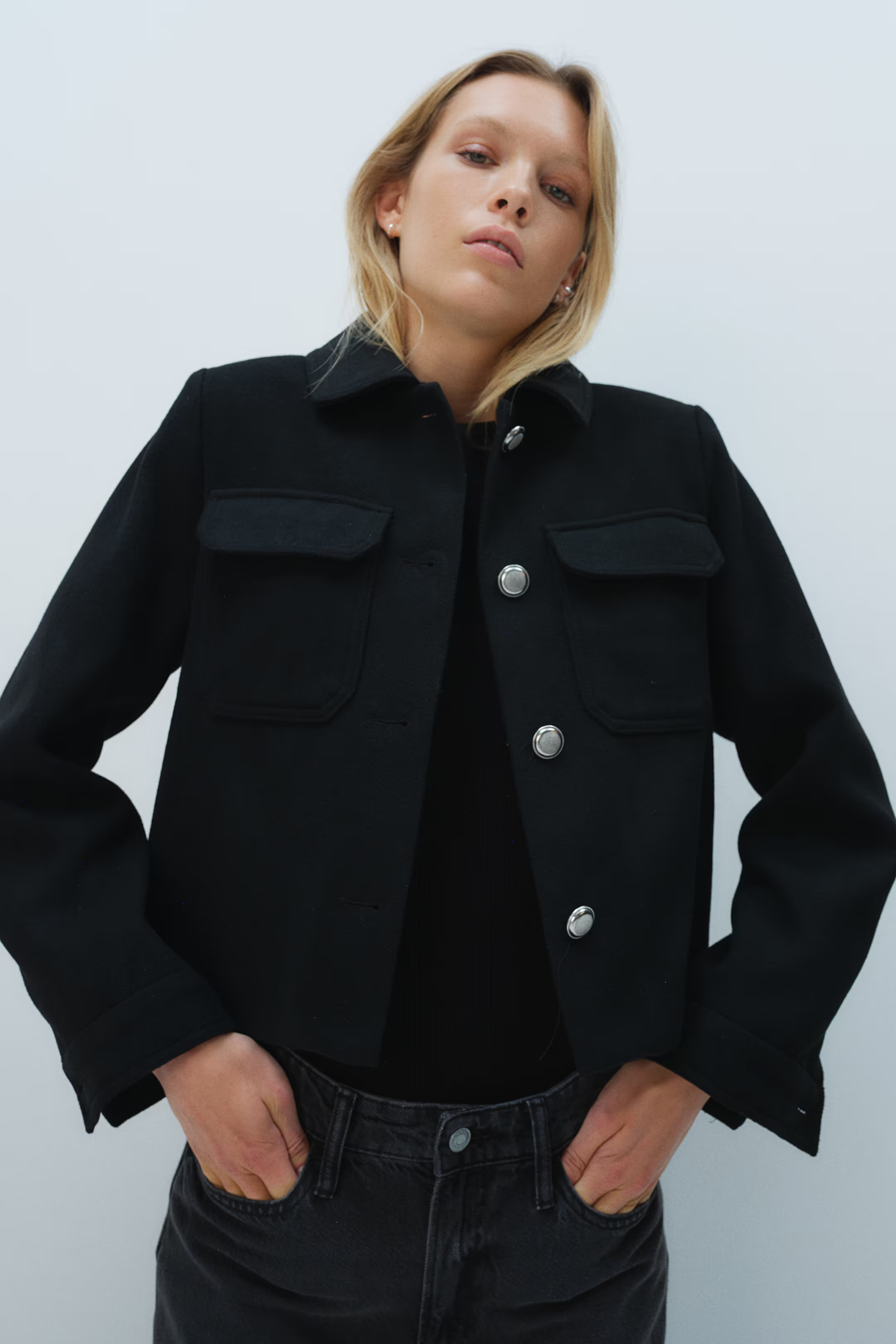 Brushed-Finish Jacket - Black - Ladies | H&M CA | H&M (US + CA)