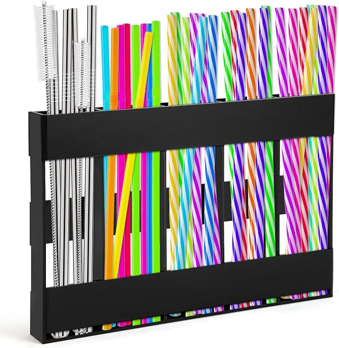 Acrylic straw holder with double-sided tape, cabinet straw organizer,Straws dispenser,suitable fo... | Amazon (US)