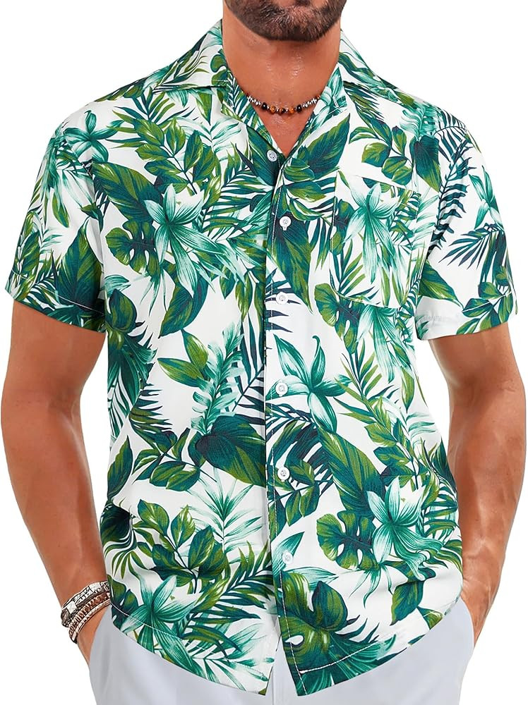 ELETOP Men's Hawaiian Shirt Quick Dry Tropical Beach Shirts Short Sleeve Aloha Holiday Casual Cub... | Amazon (US)