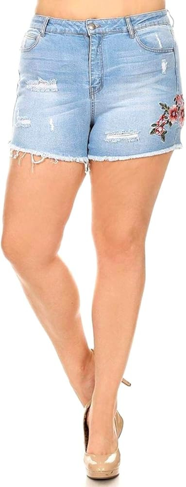 Kim Rogers, Jack David, Wax Jeans Womens Plus Size Capri,Short Stretch Distressed Blue Denim Jean... | Amazon (US)