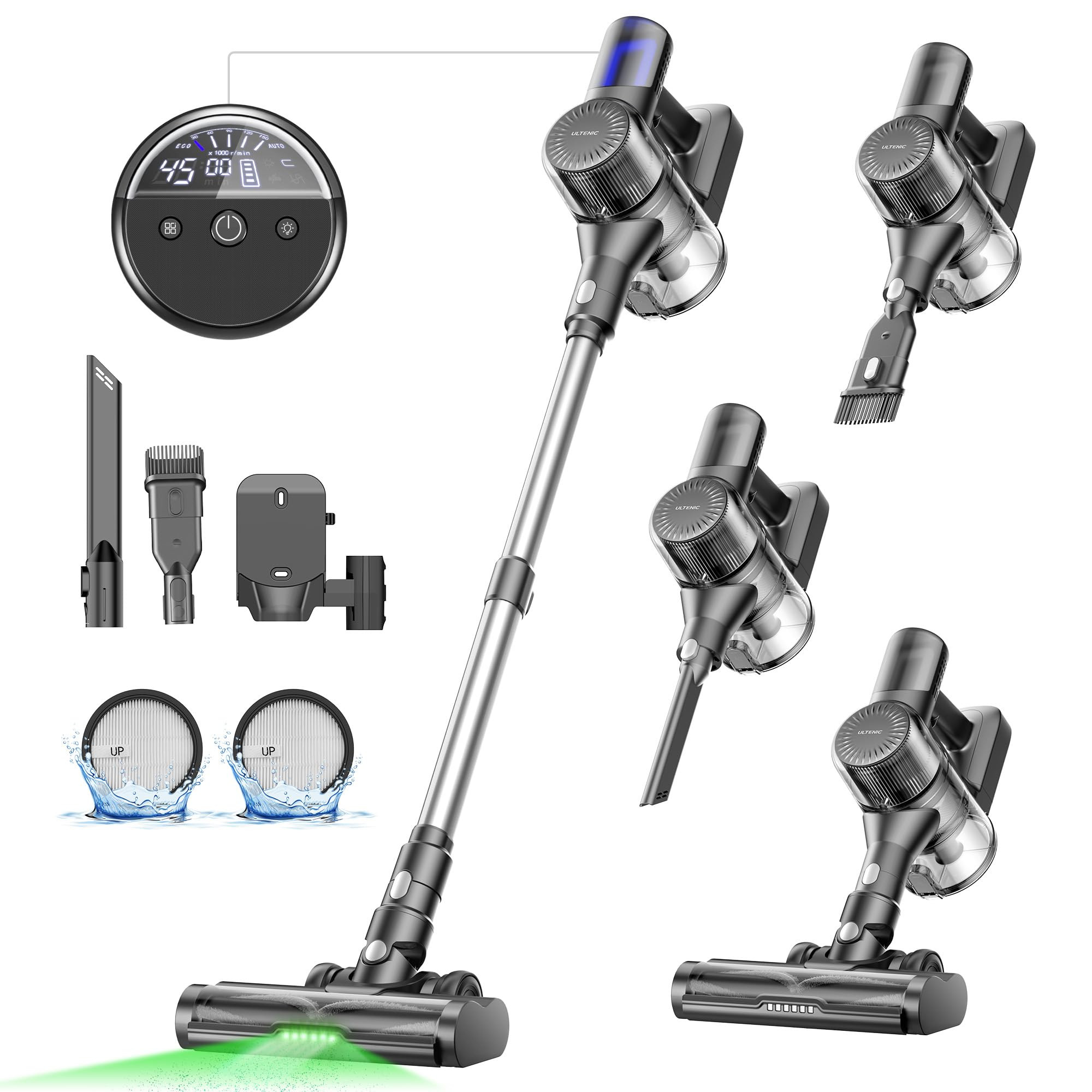 Ultenic Cordless Vacuum Cleaner, 450W 40Kpa Stick Vacuum with Car Dashboard Screen, Tangle-Free B... | Amazon (US)