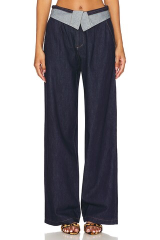 Ximena Velvet Pants in Dusk Blue | Revolve Clothing (Global)