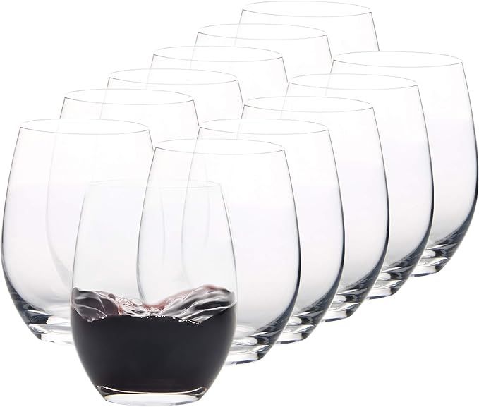 Amazon.com | FAWLES Crystal Stemless Wine Glasses Set of 12, 15 Ounce Smooth Rim Standard Wine Gl... | Amazon (US)