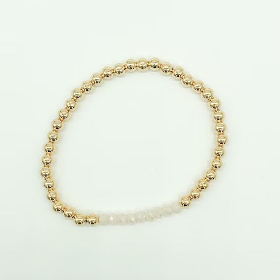 14k Gold Filled and White 4mm Bracelets | 14k Gold Filled Bracelet | Custom Beaded Bracelet | Etsy (US)