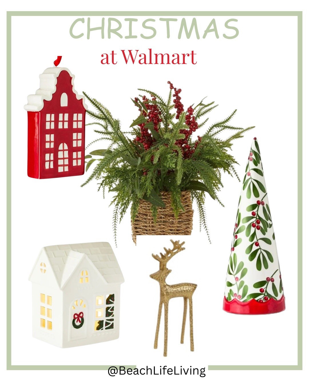 Christmas at Walmart 
Ceramic Holly Berry Christmas Tree
Winter Floral Basket with Berries 
Gold Christmas Deer 
Light up LED Ceramic Christmas House


#LTKHome #LTKSeasonal #LTKHoliday