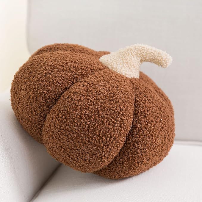 Phantoscope Teddy Fleece Pumpkin Throw Pillows, Happy Halloween Sherpa Fall Decorative Pumpkin Sh... | Amazon (US)