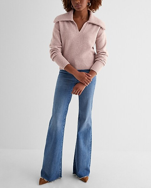 V-neck Long Sleeve Polo Sweater | Express