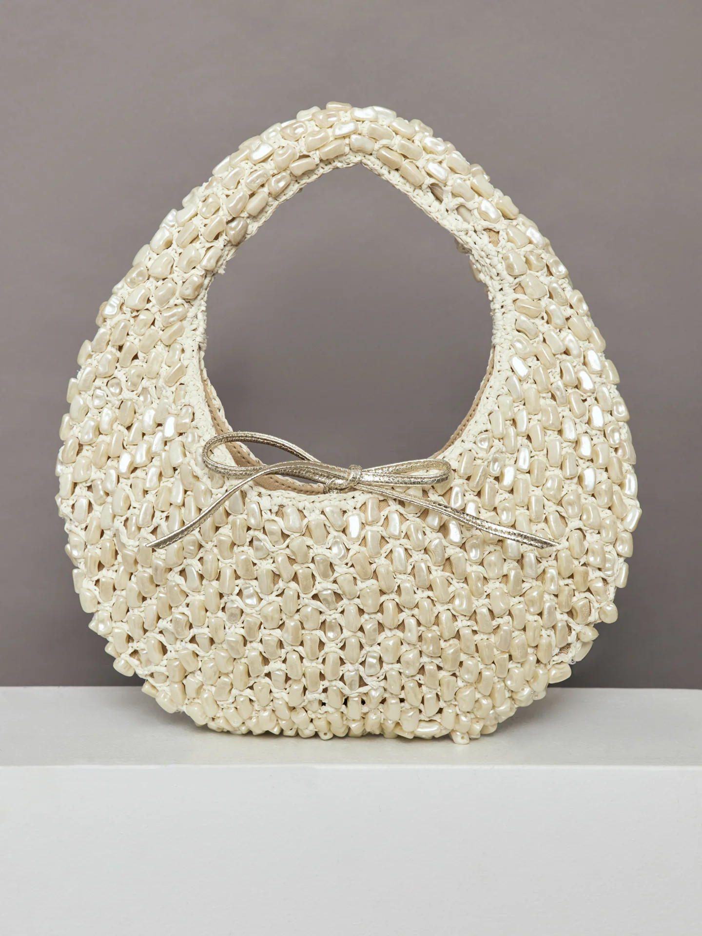 The Josie Tie Bag - Pearl and Raffia | Carbon38
