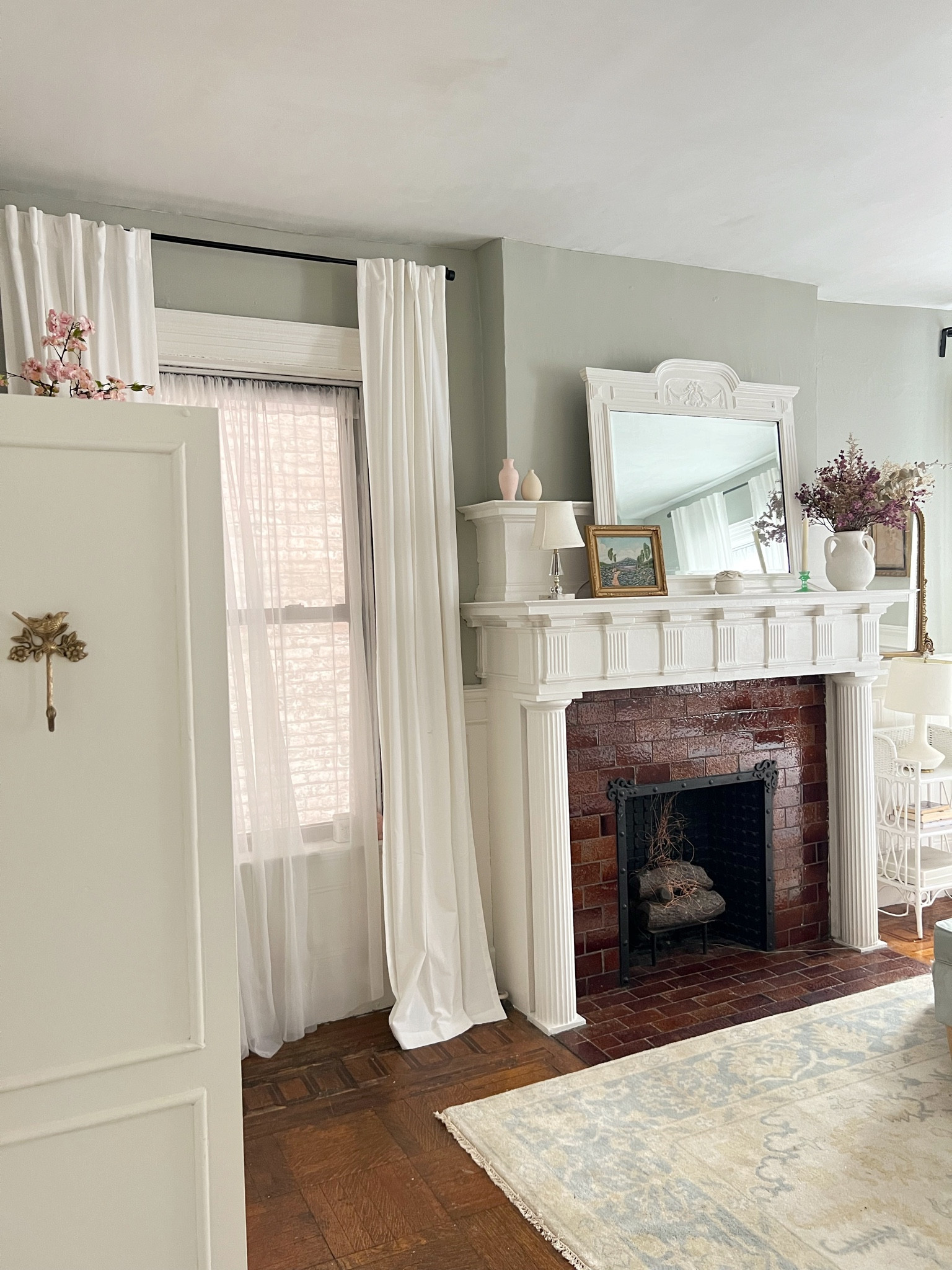 Bedroom sources. Wardrobe, gold towel hook, linen & sheer curtains, glass lamp, white jug vase, faux florals 

#LTKhome #LTKSeasonal