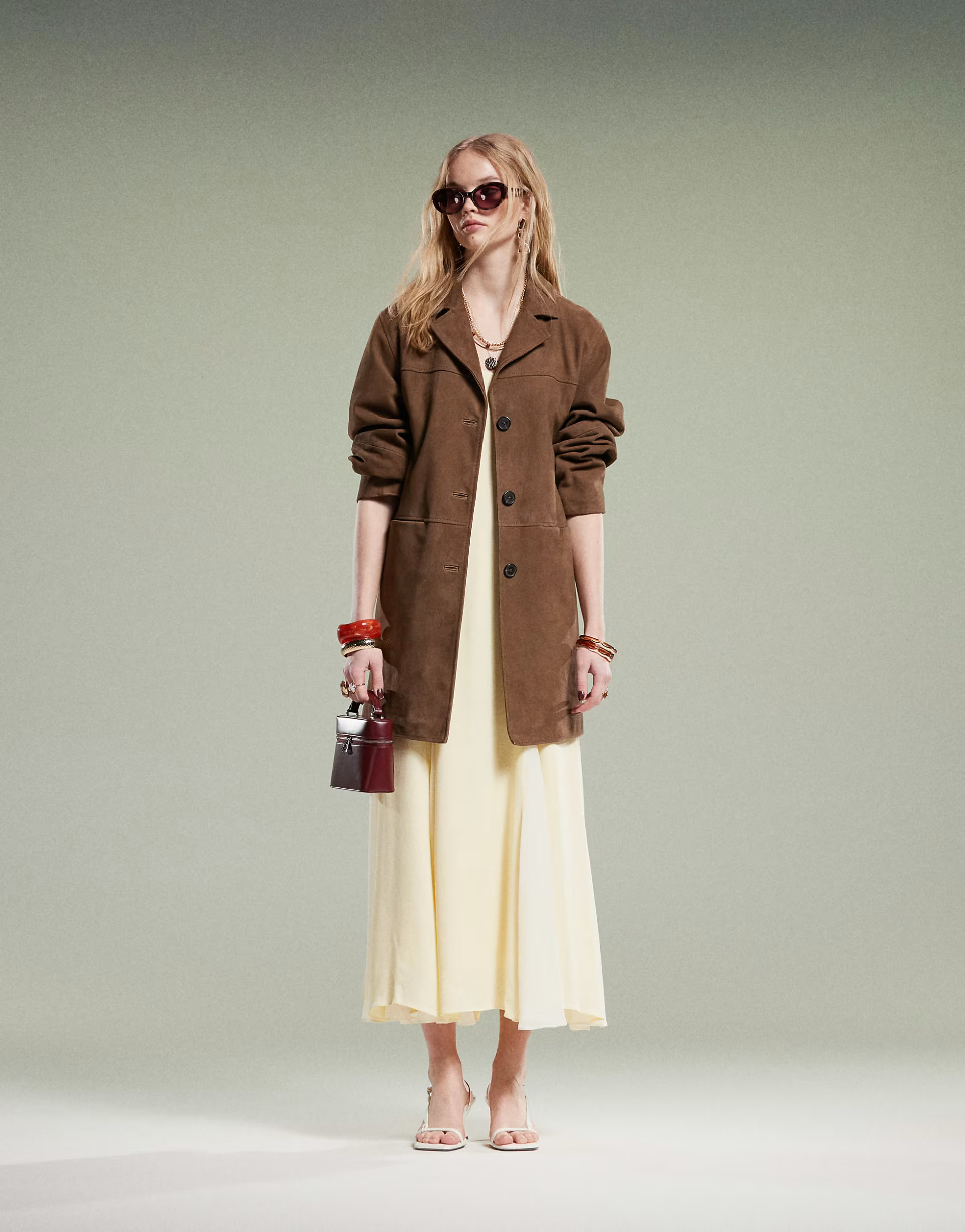 ASOS DESIGN mid length real suede jacket in mocha | ASOS (Global)