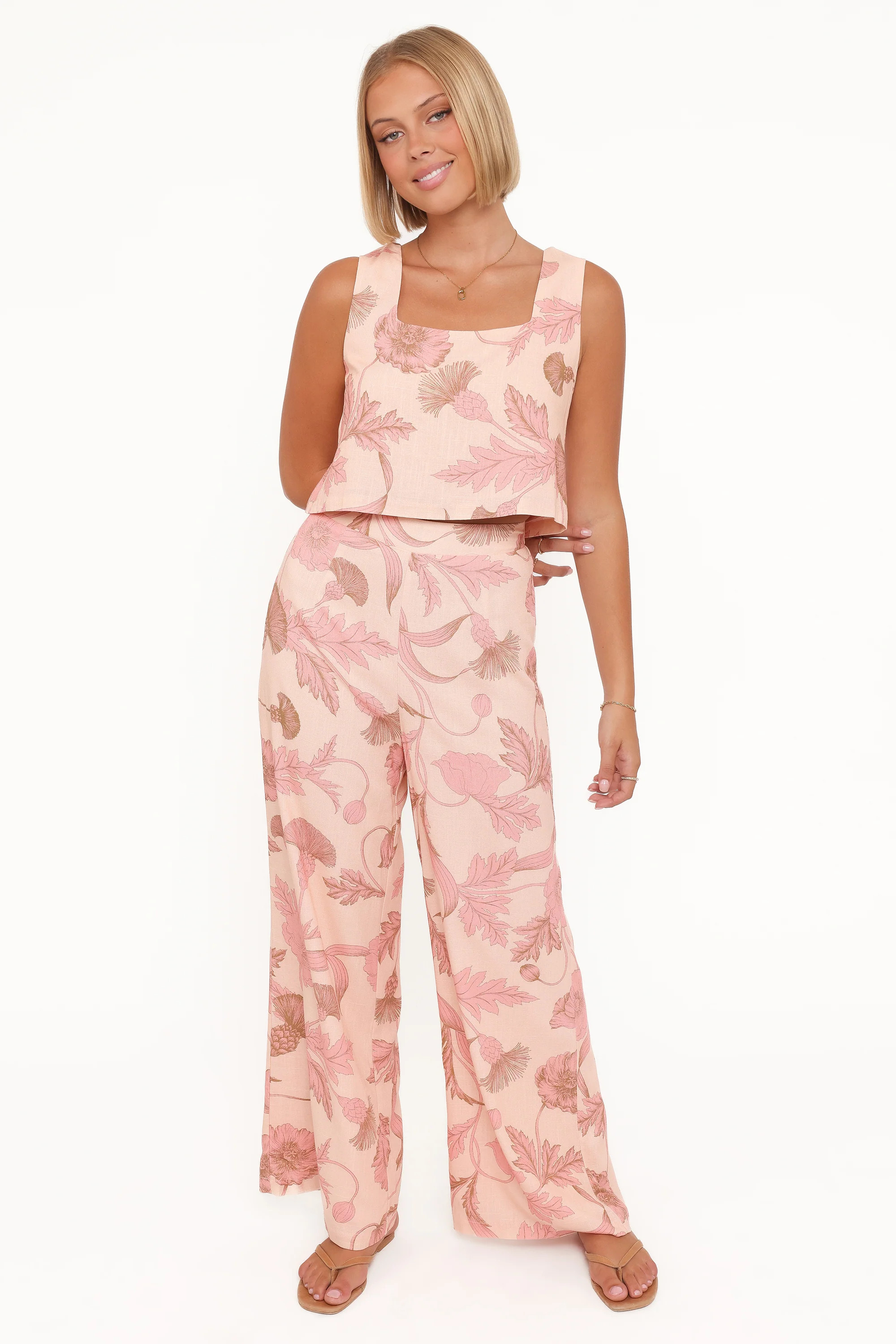 Brayden Wide Leg Linen Pant - Pink Floral | Petal & Pup (US)