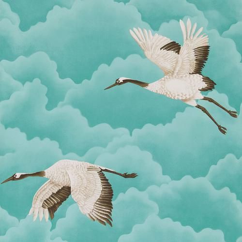 Harlequin Cranes In Flight Cranes In Flight Marine Wallpaper | DecoratorsBest | DecoratorsBest