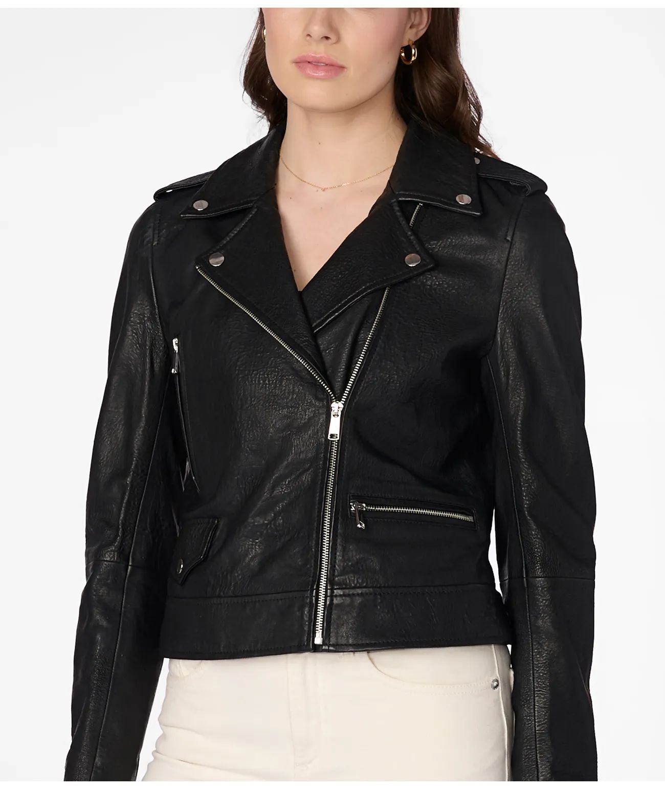 Kiley Textured Asymmetrical Genuine Leather Jacket | Wilsons Leather