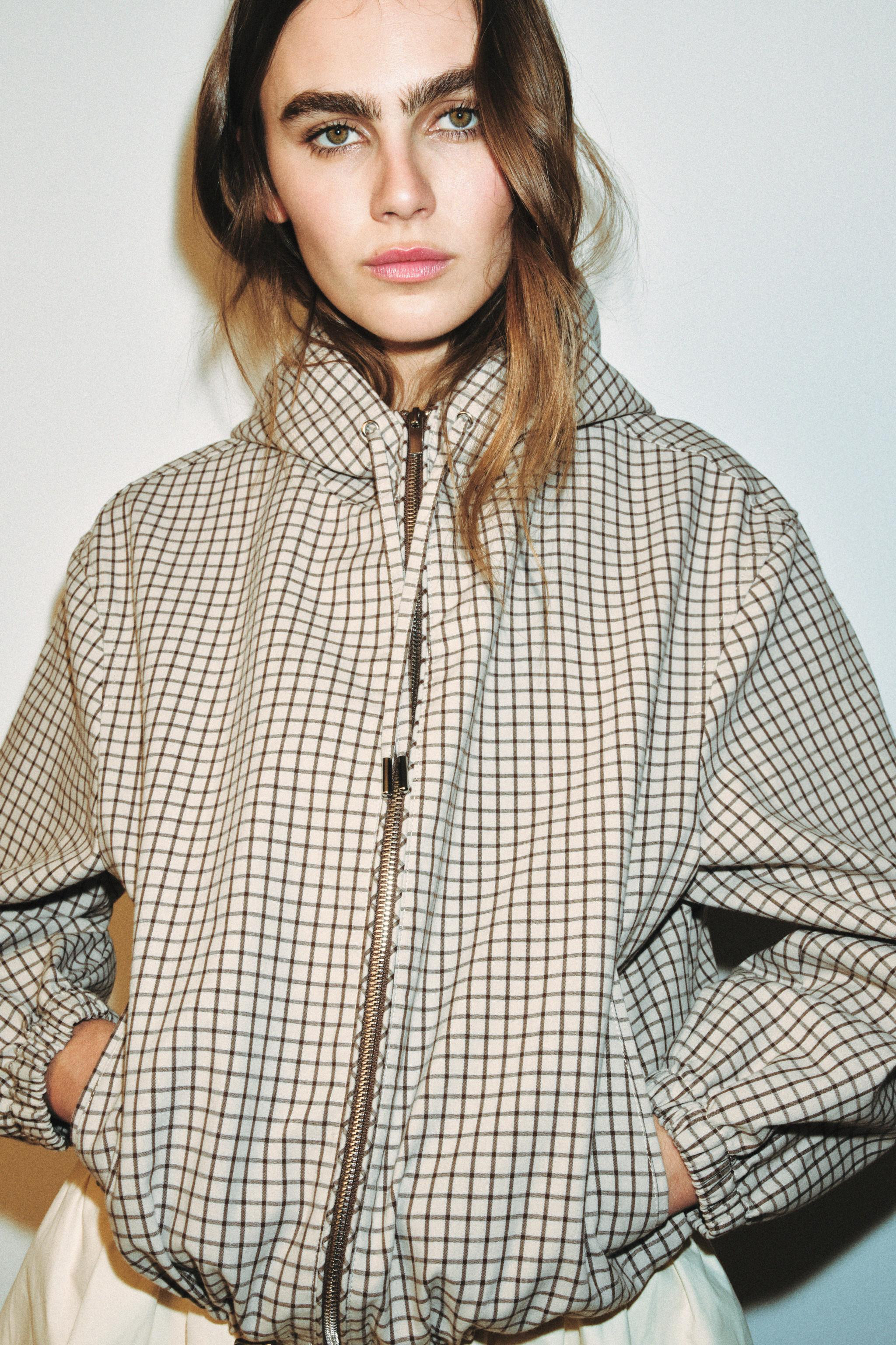 PLAID HOODED JACKET | Zara US
