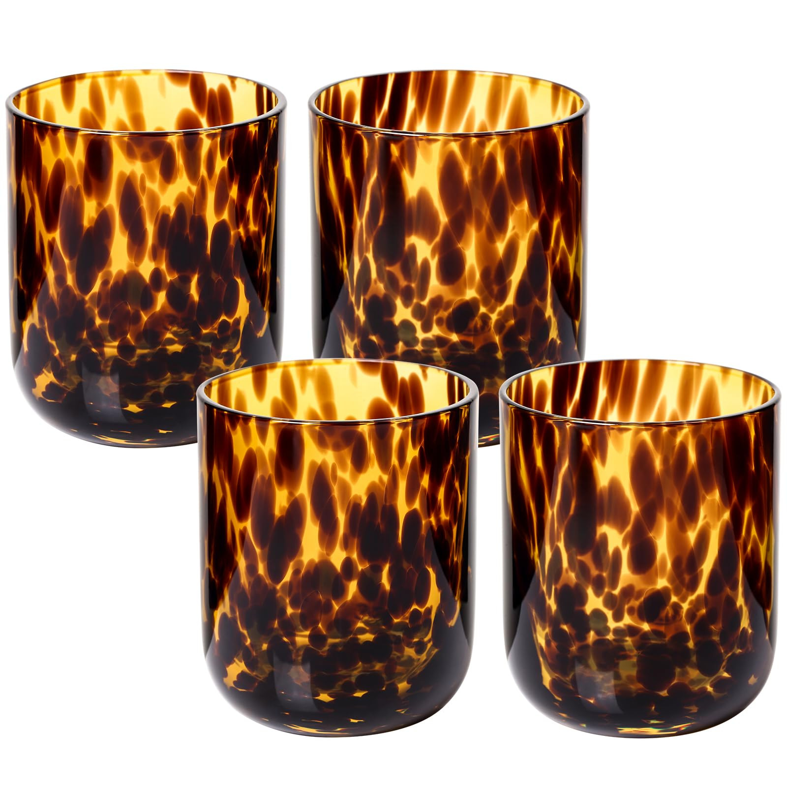 Tortoise Shell Drinking Glasses Set of 4, Brown Decorative Tortoise Shell Tumbler Cups for Wine &... | Amazon (US)