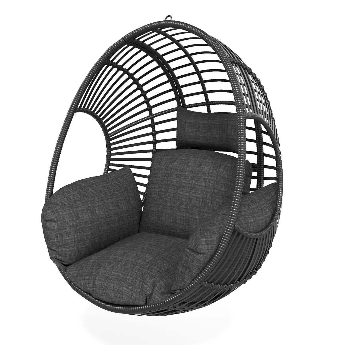 Outdoor/Indoor Wicker Tear Drop Hanging Chair (Stand Not Included), Line Black | Wayfair North America