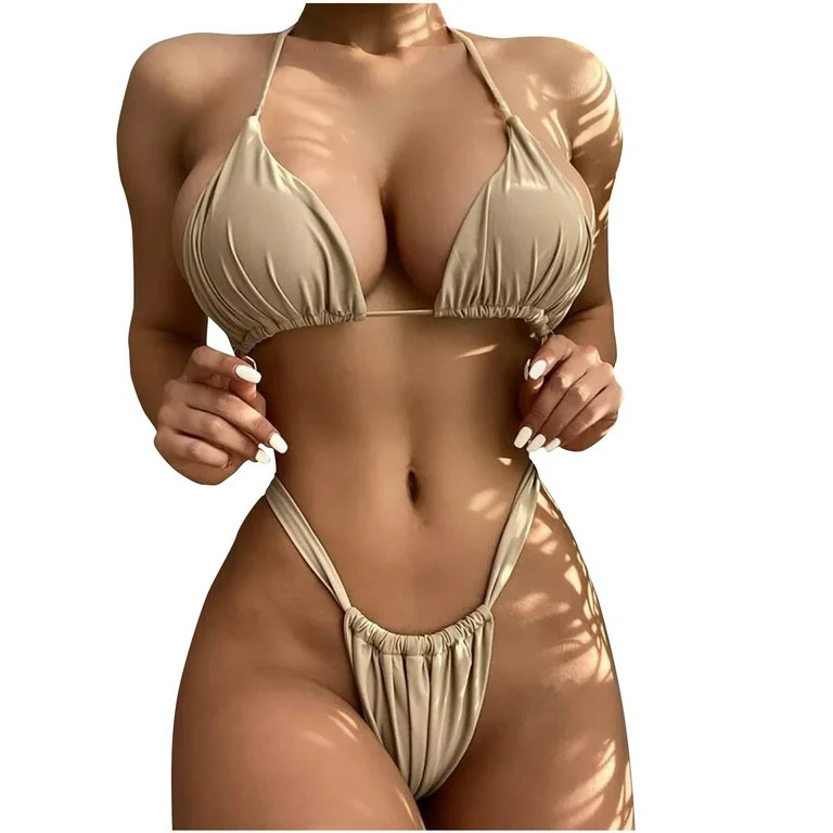 Lopeceal Womens Sexy Bikini Set Thong Hater String Cheeky Two Piece Swimsuits Straps Swimwear wit... | Walmart (US)