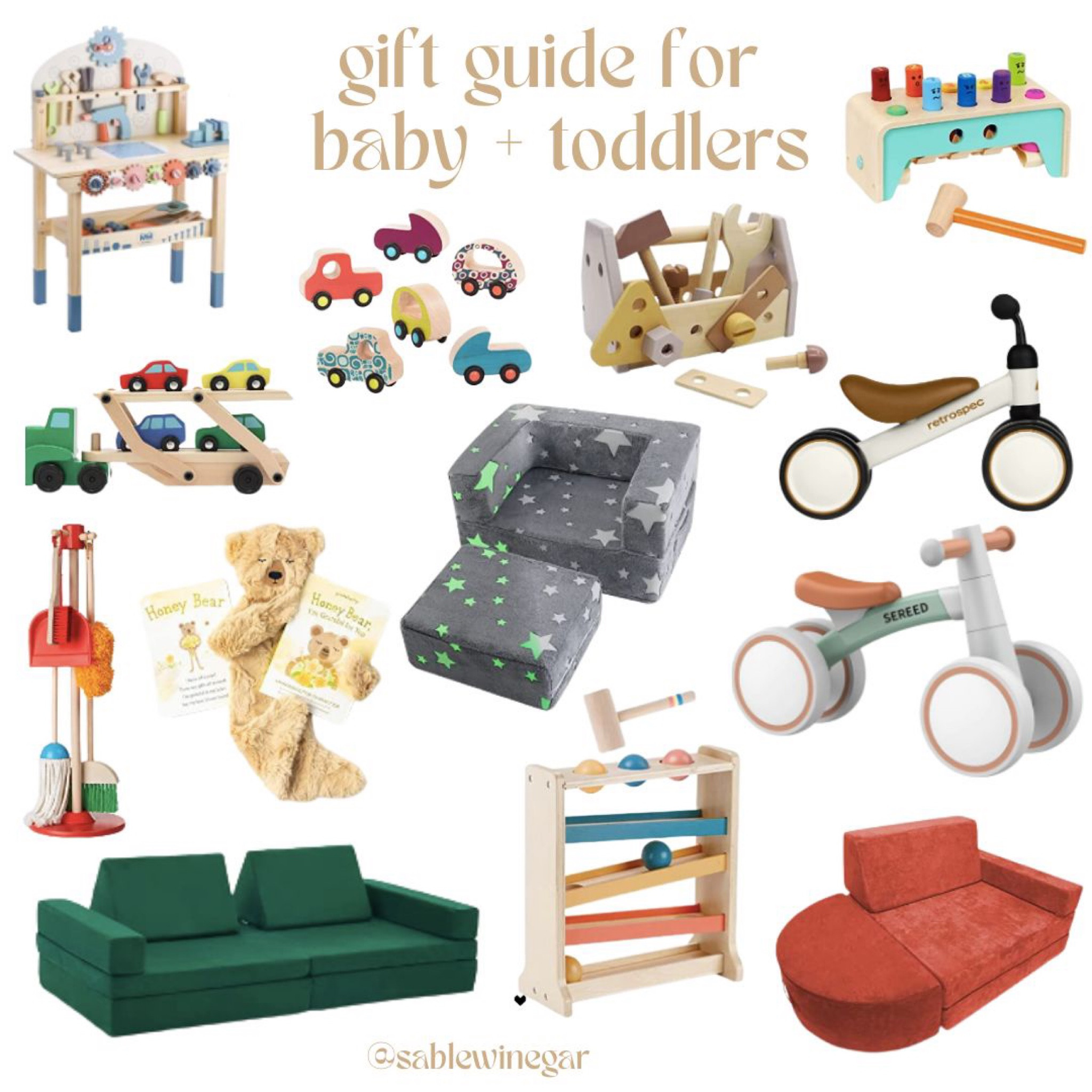 gift guide for baby, gift guide for toddlers, toddler boy Christmas gifts, baby boy Christmas gifts, toddler girl Christmas gifts, baby girl Christmas gifts, nugget couch, nugget couch dupe, kids gymnasium, balance bike, toddler bike, neutral bike, lovey for baby, cleaning toys for baby, car toys for baby boy, toddler car toys, tool set for baby, Montessori gifts, Montessori Christmas, wooden Christmas gifts 

#LTKbaby #LTKGiftGuide #LTKHoliday