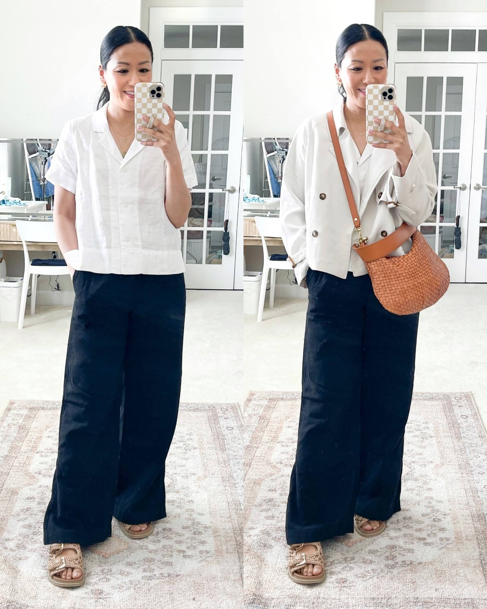 Size XS linen top
Size small jacket (listed as “light gray”)
Size XS regular gauze pants
Sandals are true to size


#LTKStyleTip #LTKOver40 #LTKFindsUnder50