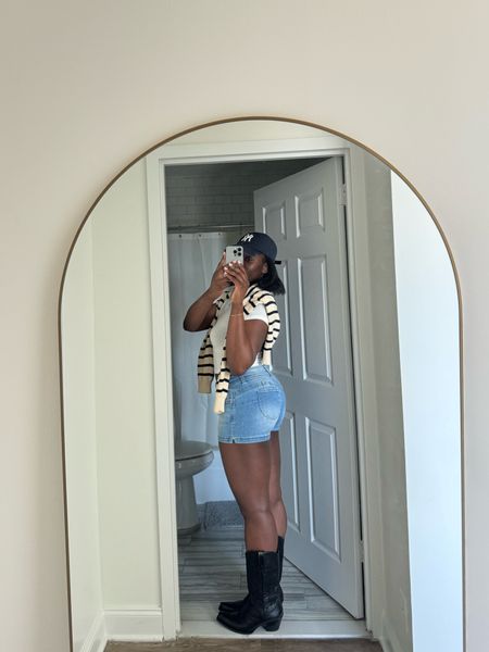 Spring outfit inspo, spring outfit ideas, ootd, spring style, low rise shorts, shorts outfit, cowboy boots, white top, spring outfits, country concert outfit, travel outfit, everyday outfit, summer outfit

#LTKsalealert #LTKfindsunder50 #LTKfindsunder100
